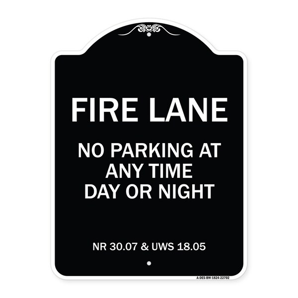 Wisconsin Fire Lane No Parking Anytime Day or Night Heavy-Gauge Alum Sign, 24" x 18", BW-1824-22702